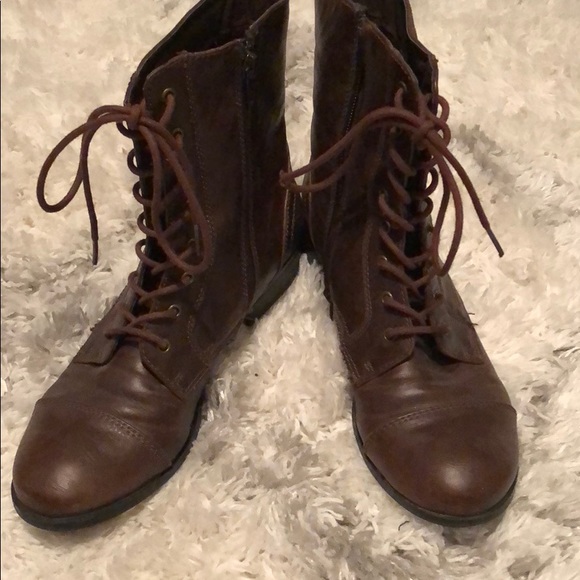 a.n.a Shoes - Faux Leather Combat Boots